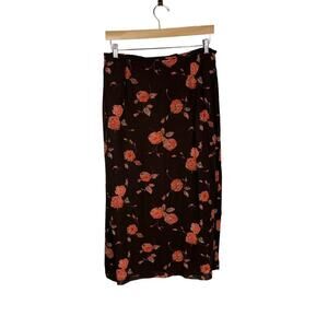 Vintage Rose Brown Sheer Maxi Skirt Size 14 A line Romantic Whimsigoth